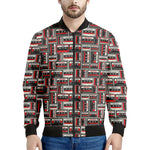 Retro Cassette Tape Pattern Print Men's Bomber Jacket