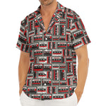 Retro Cassette Tape Pattern Print Men's Deep V-Neck Shirt