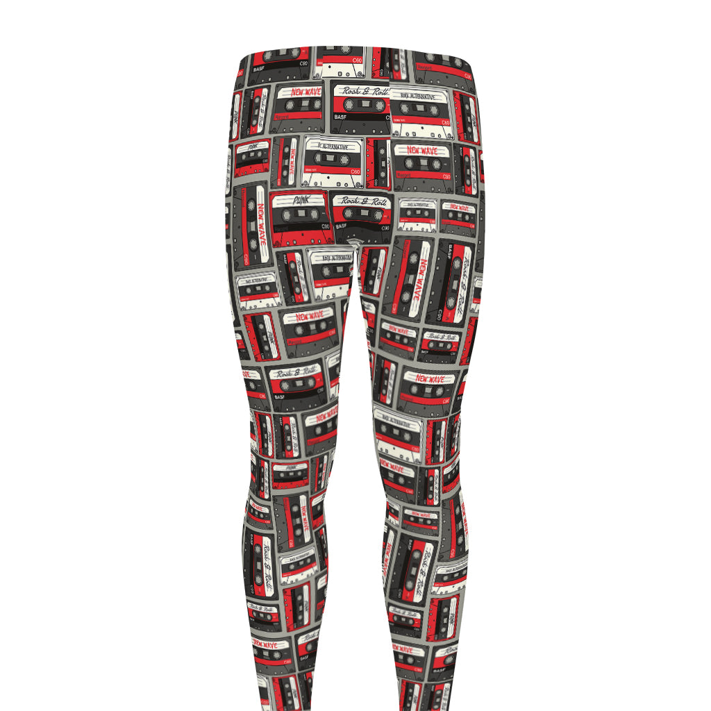 Retro Cassette Tape Pattern Print Men's leggings