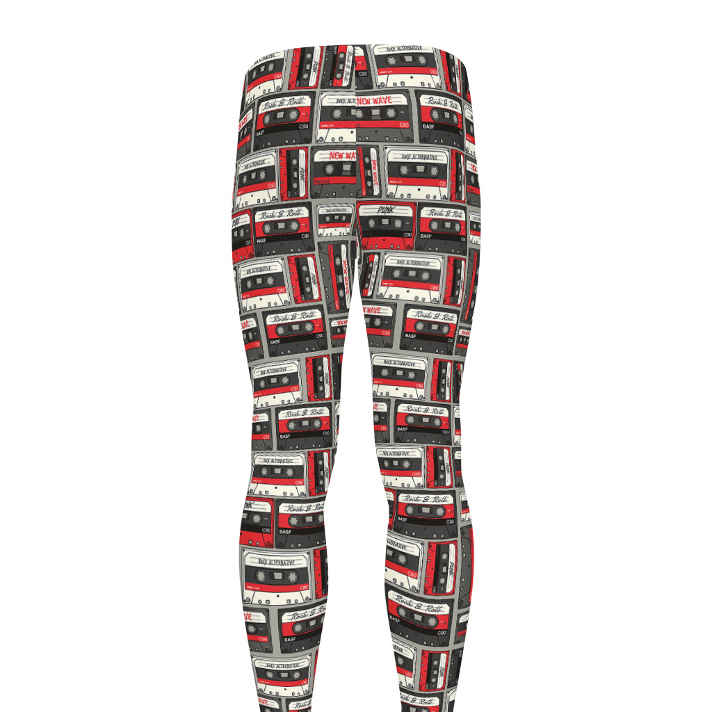 Retro Cassette Tape Pattern Print Men's leggings