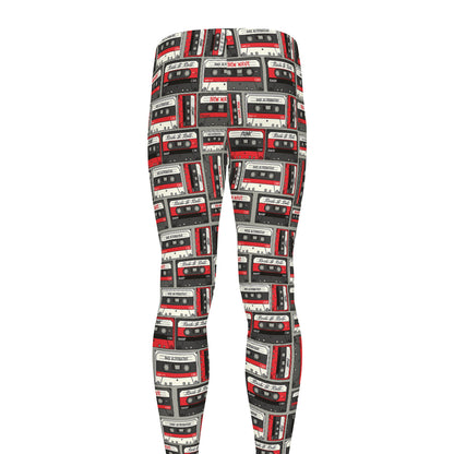 Retro Cassette Tape Pattern Print Men's leggings