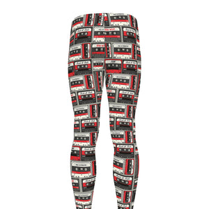 Retro Cassette Tape Pattern Print Men's leggings