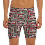 Retro Cassette Tape Pattern Print Men's Long Boxer Briefs