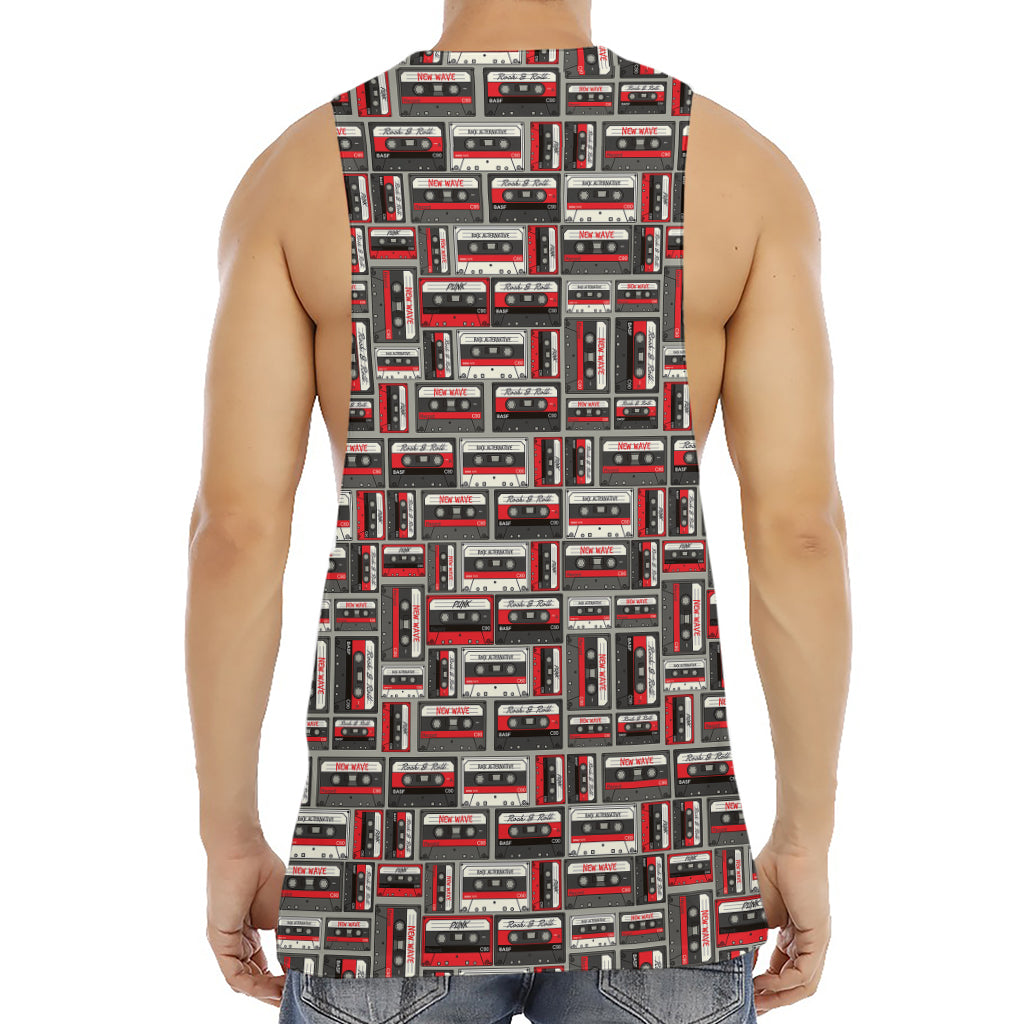 Retro Cassette Tape Pattern Print Men's Muscle Tank Top