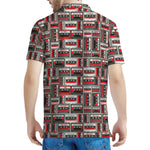 Retro Cassette Tape Pattern Print Men's Polo Shirt