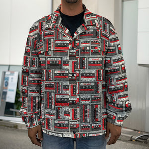 Retro Cassette Tape Pattern Print Men's Shirt Jacket