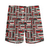 Retro Cassette Tape Pattern Print Men's Sports Shorts