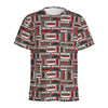 Retro Cassette Tape Pattern Print Men's Sports T-Shirt