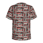 Retro Cassette Tape Pattern Print Men's Sports T-Shirt