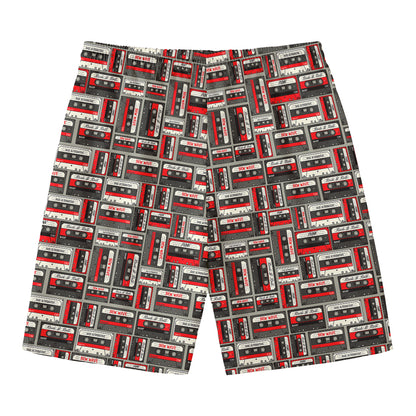 Retro Cassette Tape Pattern Print Men's Swim Trunks