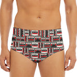 Retro Cassette Tape Pattern Print Men's Triangle Swim Briefs