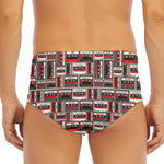 Retro Cassette Tape Pattern Print Men's Triangle Swim Briefs