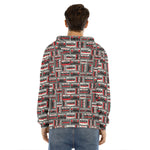 Retro Cassette Tape Pattern Print Men's Velvet Pullover Hoodie