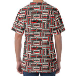 Retro Cassette Tape Pattern Print Men's Velvet T-Shirt