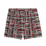 Retro Cassette Tape Pattern Print Mesh Shorts