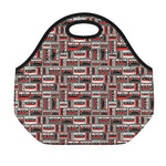 Retro Cassette Tape Pattern Print Neoprene Lunch Bag