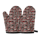Retro Cassette Tape Pattern Print Oven Mitts