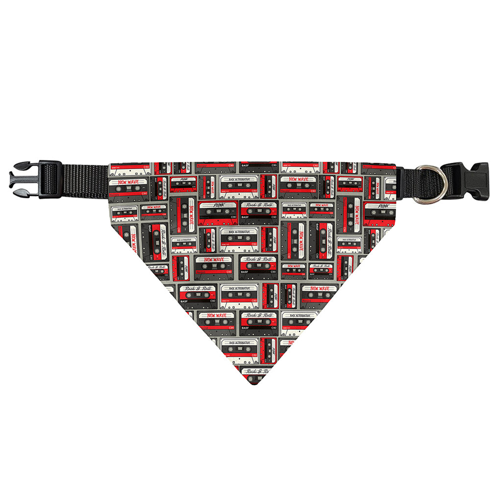 Retro Cassette Tape Pattern Print Over The Collar Dog Bandana