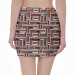 Retro Cassette Tape Pattern Print Pencil Mini Skirt