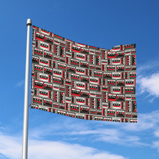 Retro Cassette Tape Pattern Print Polyester Flag