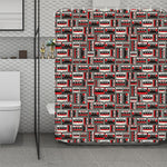Retro Cassette Tape Pattern Print Polyester Shower Curtain