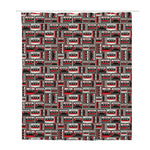 Retro Cassette Tape Pattern Print Polyester Shower Curtain