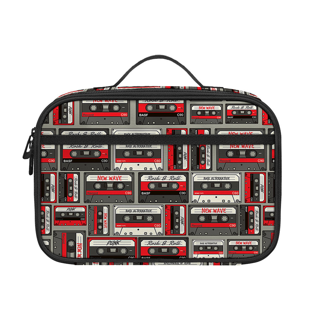 Retro Cassette Tape Pattern Print Portable Lunch Bag