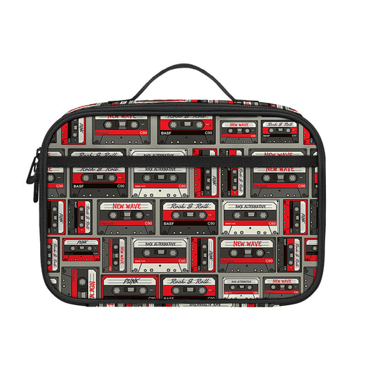 Retro Cassette Tape Pattern Print Portable Lunch Bag