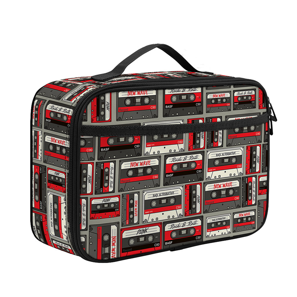 Retro Cassette Tape Pattern Print Portable Lunch Bag