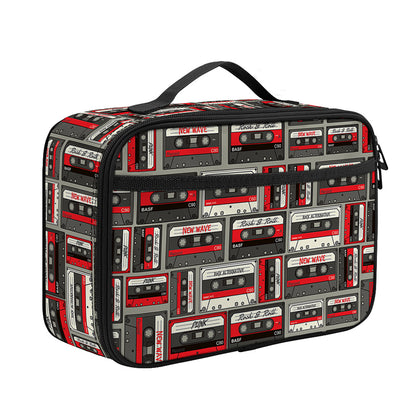 Retro Cassette Tape Pattern Print Portable Lunch Bag