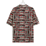 Retro Cassette Tape Pattern Print Rayon Hawaiian Shirt