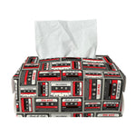 Retro Cassette Tape Pattern Print Rectangle Tissue Box Cover