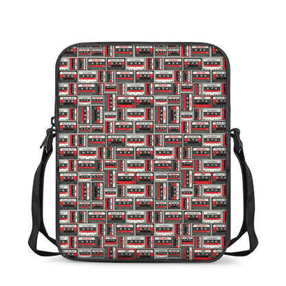 Retro Cassette Tape Pattern Print Rectangular Crossbody Bag
