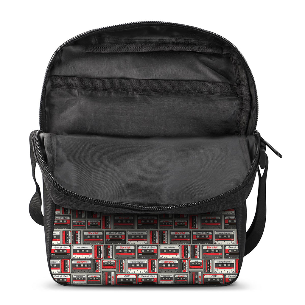 Retro Cassette Tape Pattern Print Rectangular Crossbody Bag