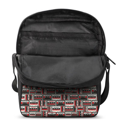 Retro Cassette Tape Pattern Print Rectangular Crossbody Bag
