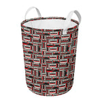 Retro Cassette Tape Pattern Print Round Laundry Basket