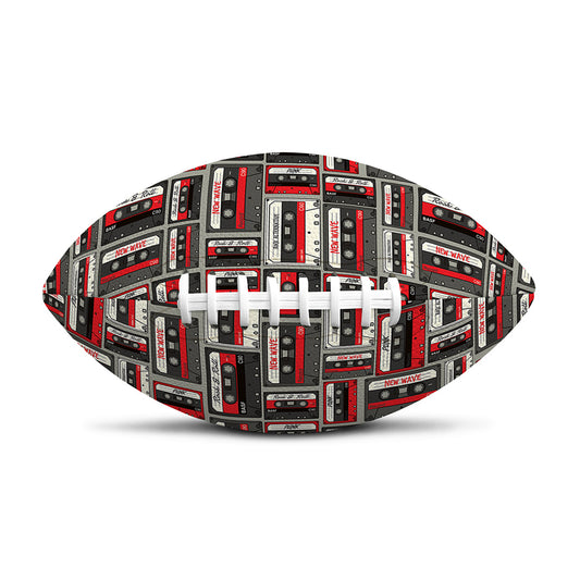 Retro Cassette Tape Pattern Print Rugby Ball