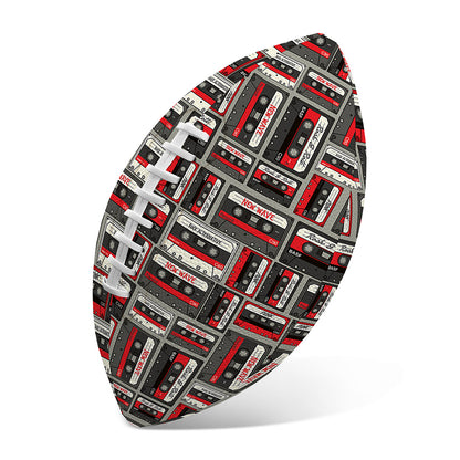 Retro Cassette Tape Pattern Print Rugby Ball
