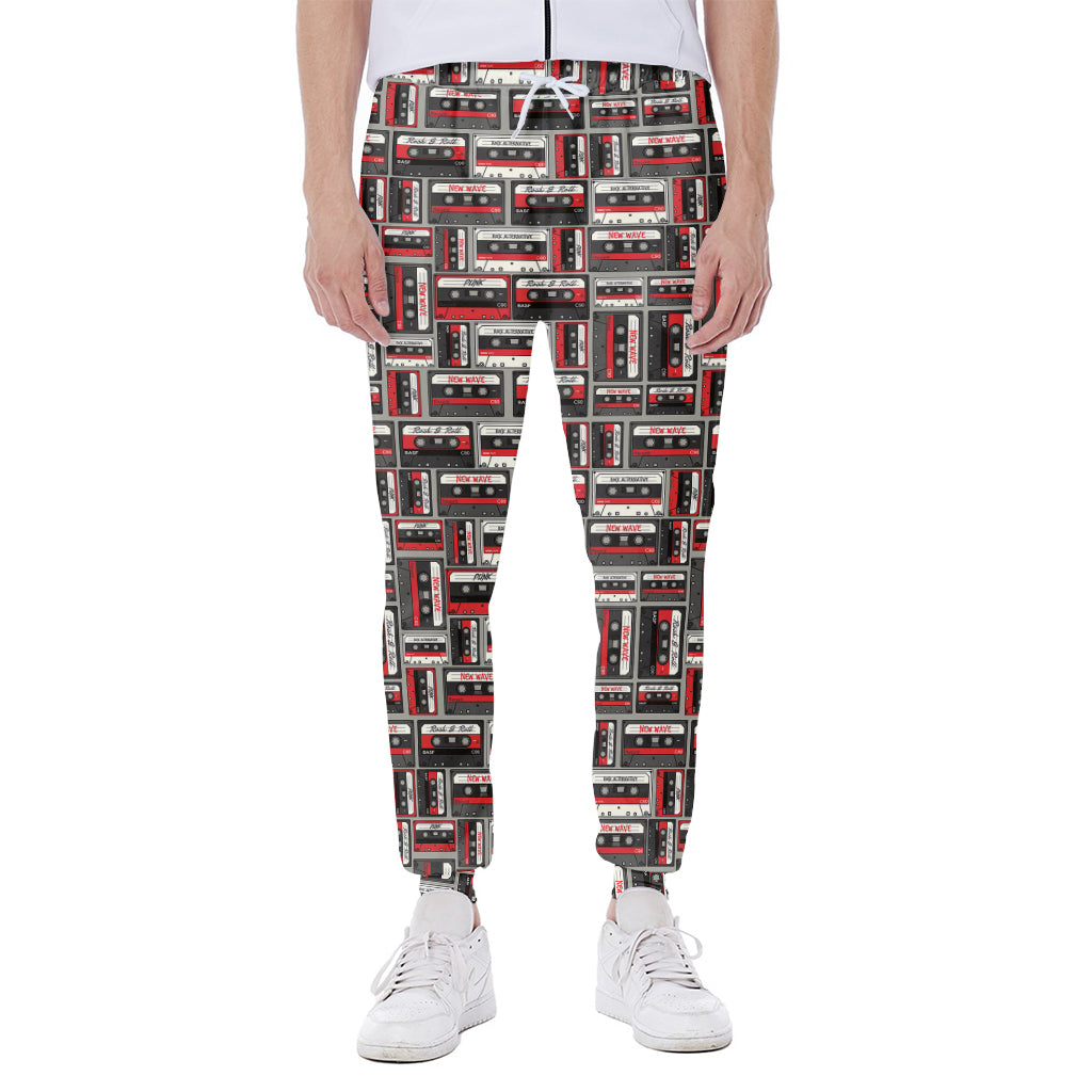 Retro Cassette Tape Pattern Print Scuba Joggers