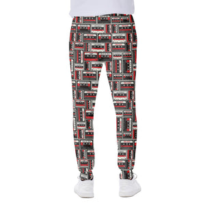 Retro Cassette Tape Pattern Print Scuba Joggers