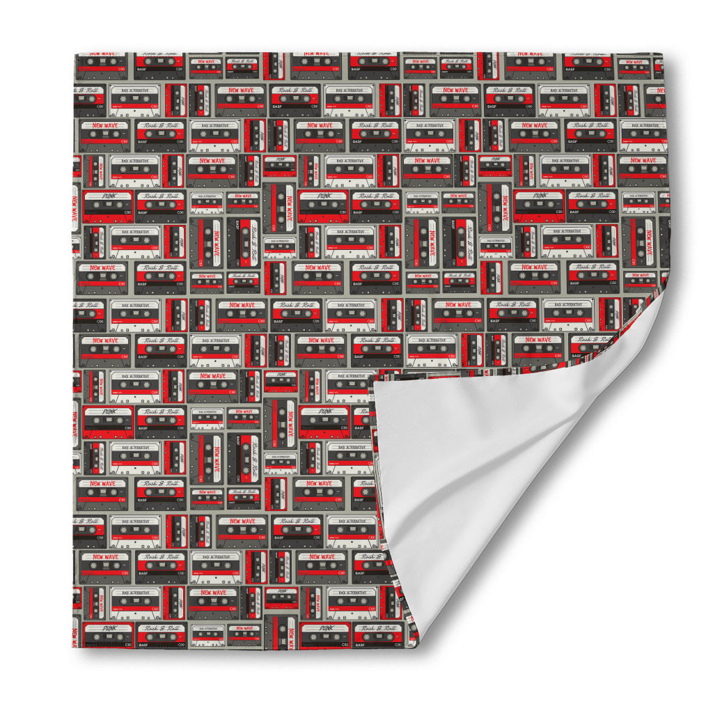 Retro Cassette Tape Pattern Print Silk Bandana