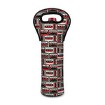 Retro Cassette Tape Pattern Print Single Neoprene Wine Tote