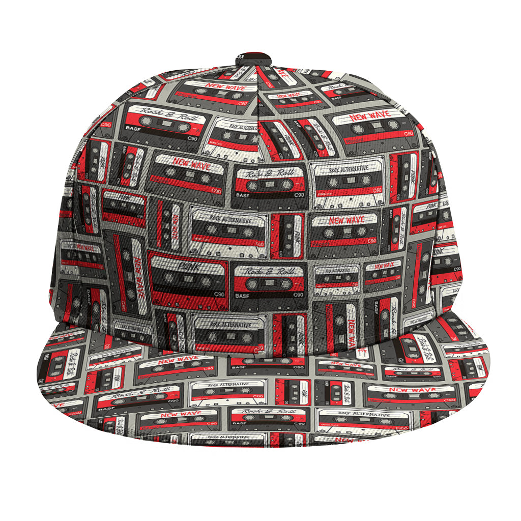 Retro Cassette Tape Pattern Print Snapback Cap