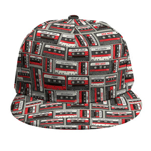 Retro Cassette Tape Pattern Print Snapback Cap