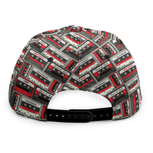 Retro Cassette Tape Pattern Print Snapback Cap