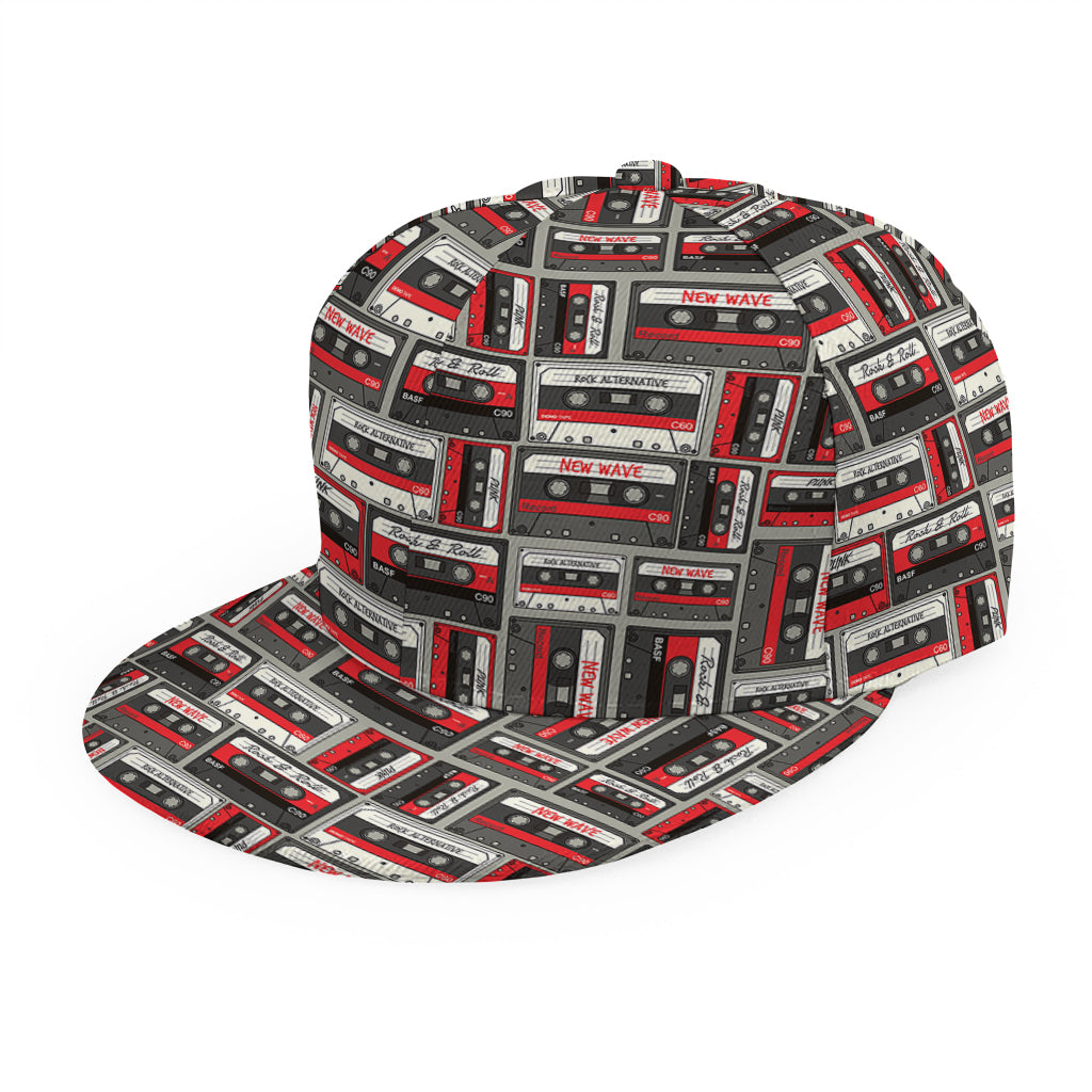 Retro Cassette Tape Pattern Print Snapback Cap