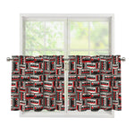 Retro Cassette Tape Pattern Print Tier Curtains