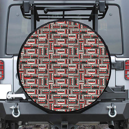 Retro Cassette Tape Pattern Print Tire Cover