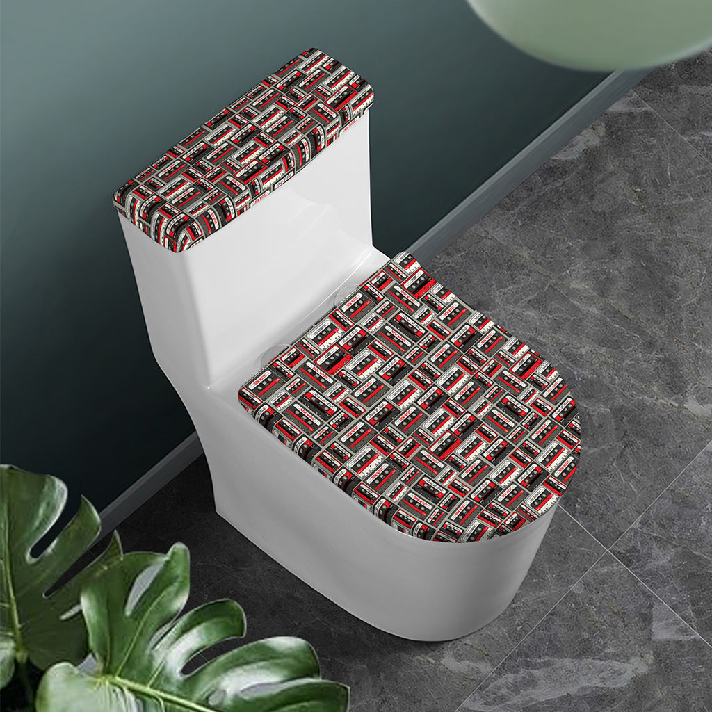 Retro Cassette Tape Pattern Print Toilet Lid And Tank Cover Set