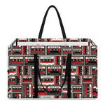 Retro Cassette Tape Pattern Print Utility Tote Bag